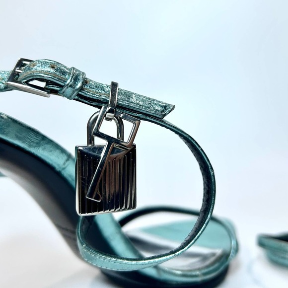 Tom Ford Metallic Blue Padlock Heel - Picture 8 of 9